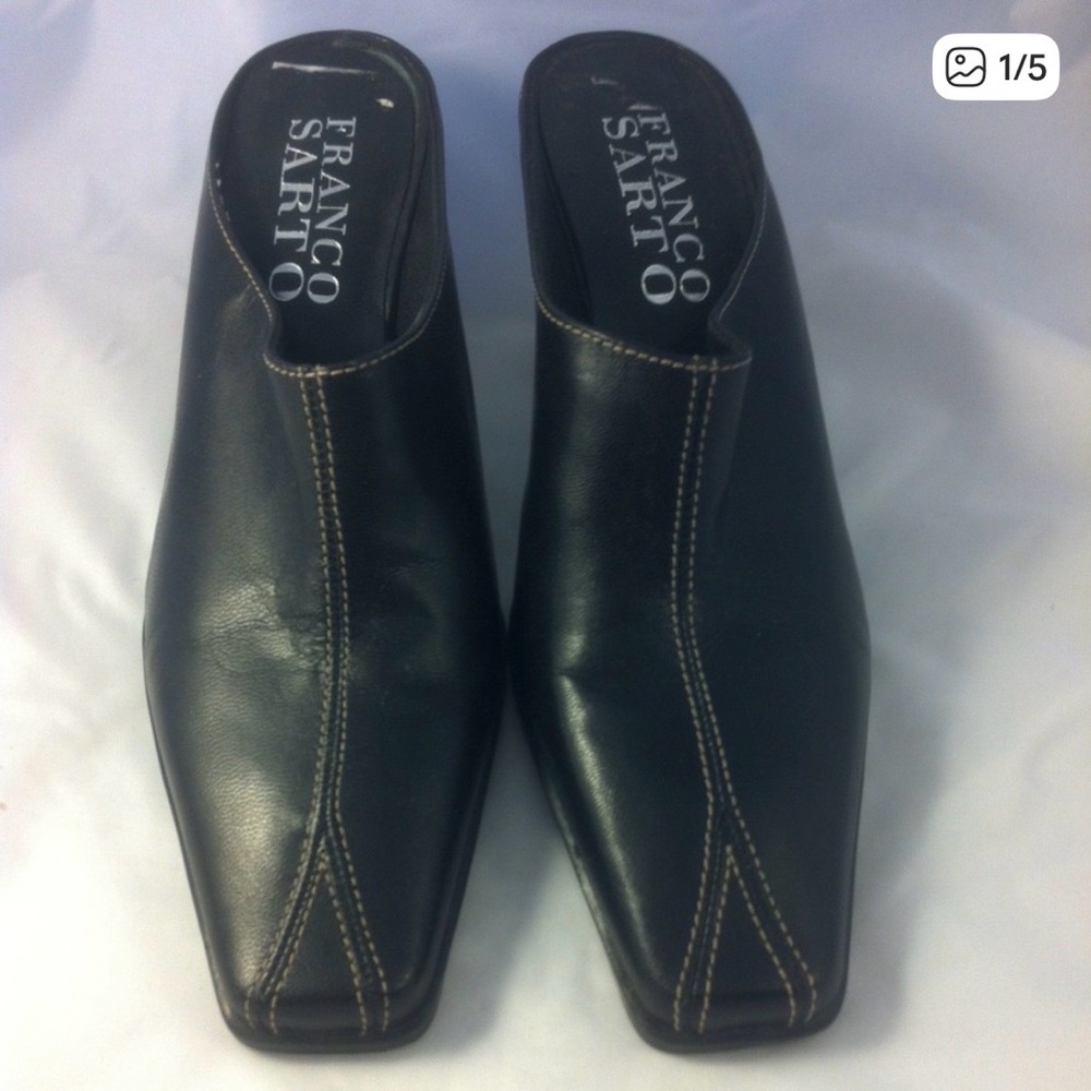 Franco Sarto Black Leather Mule 6.5M